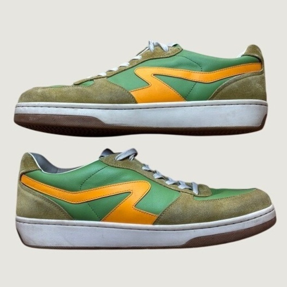 Rag & Bone Retro Court Men's Sneaker Lime Green Yellow Size 12 Leather Suede